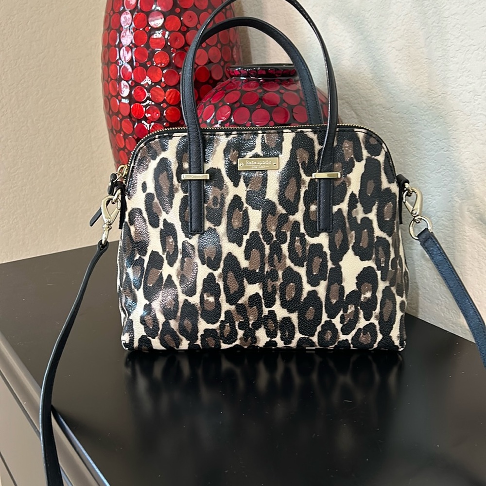 kate spade Leopard Print Satchel - Black, Brown & Cream